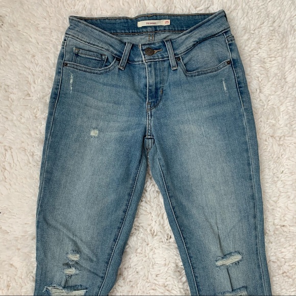 Levi's 711 Light Wash Mid Ride Straight Leg Denim Sz 25 - Picture 3 of 11